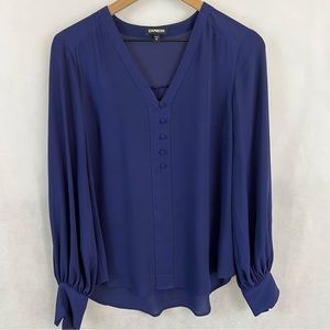 Express Navy Blue Balloon Sleeve Blouse Size M